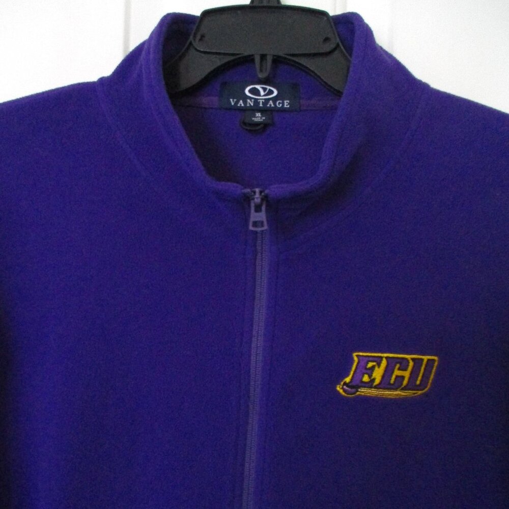 Vantage Mens L/S East Carolina U. (ECU) Purple Fleece Full Zip Sweater/Vest - XL
